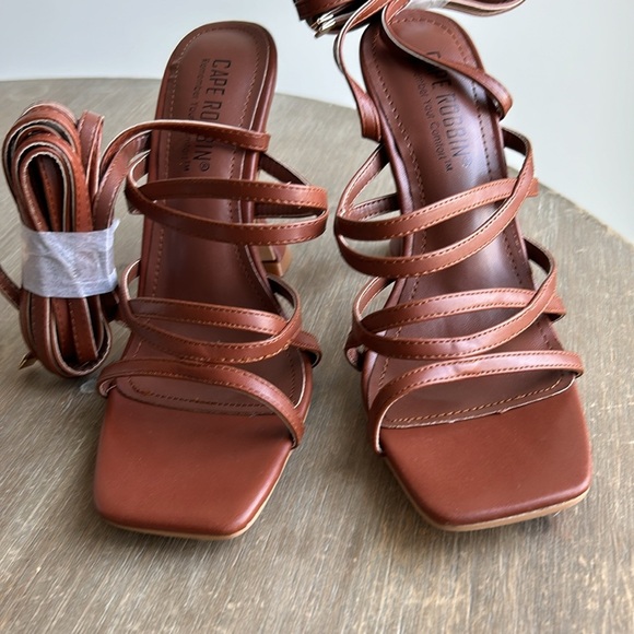 Cape Robbin Sexy Lace Up Wrap High Flared Heels Square Open Toe Size 6.5 NEW - Picture 6 of 12